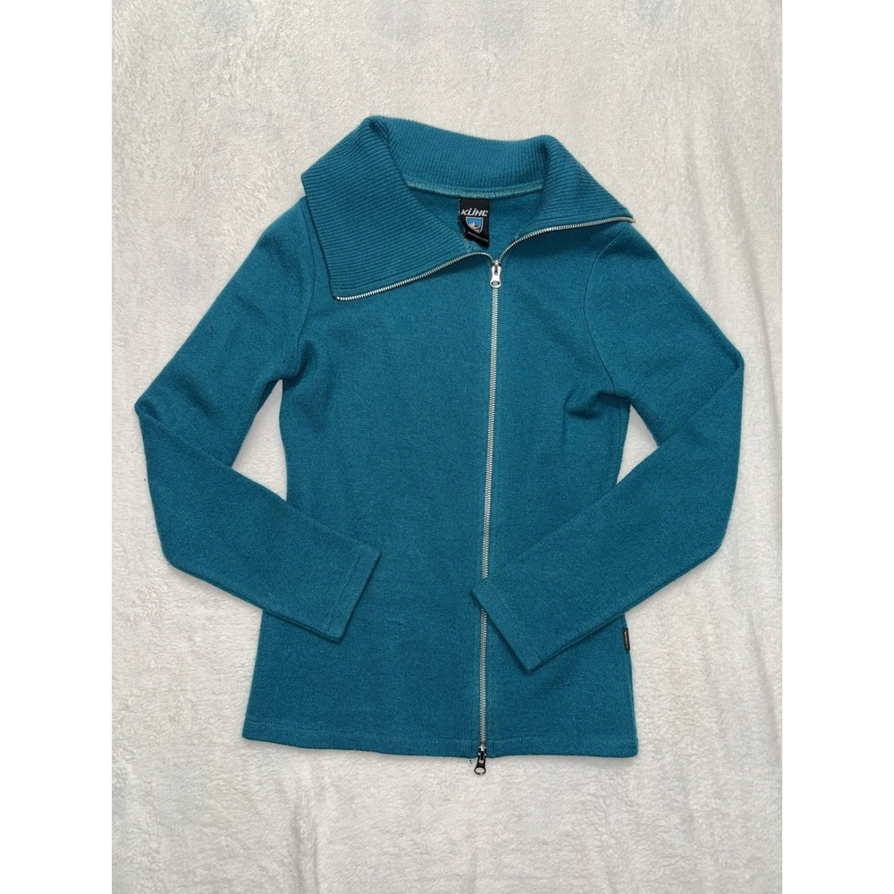 Kuhl Sweater Womens Blue Asymmetrical Cowl Neck Prague Merino Wool Size Xs